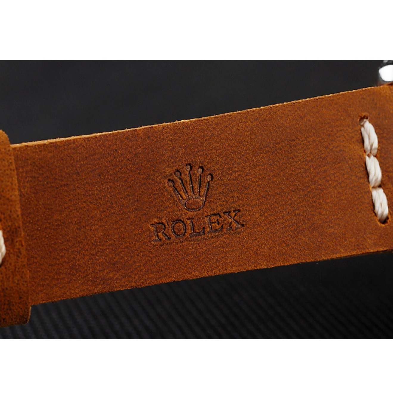 Aaa replica watch Black Dial Yacht Silver Case 1453859 Rolex Master Brown Leather Bracelet 0712